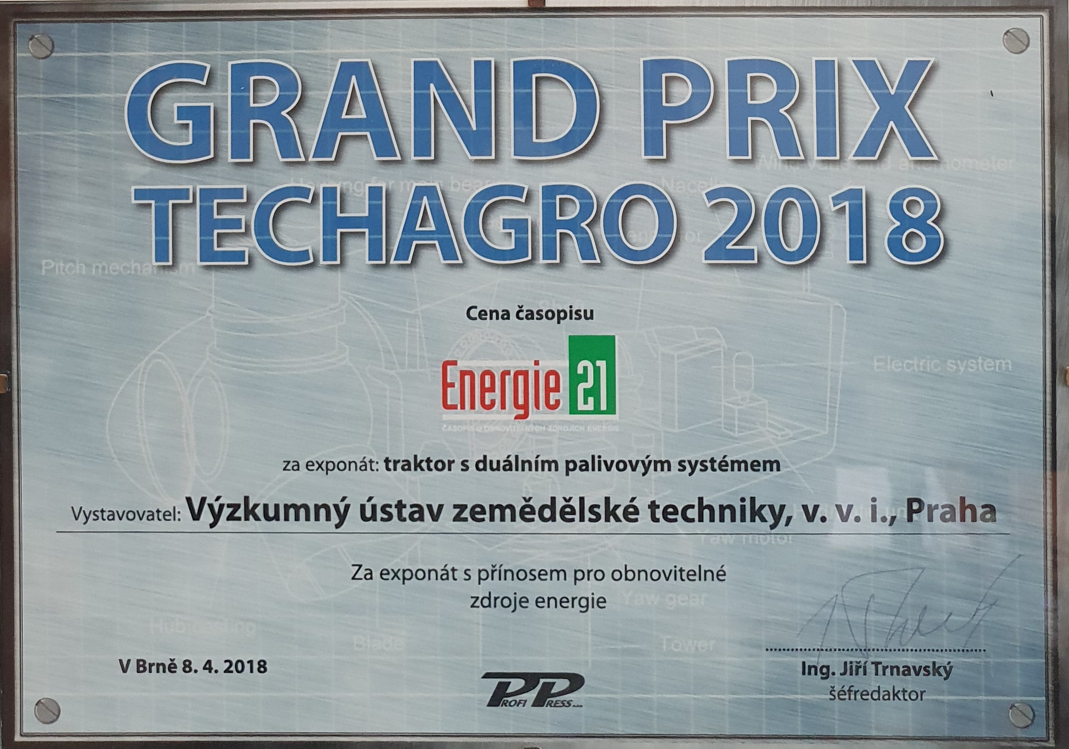 Grand prix Techagro za Traktor s duálním palivovým systémem